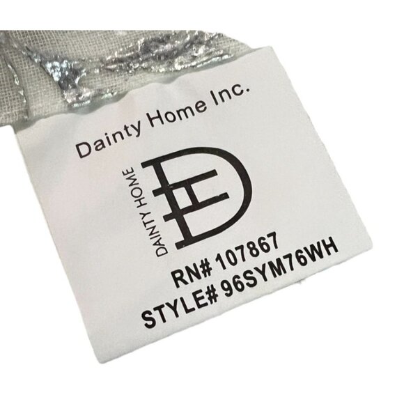 Dainty Home Set of 2 White & Silver Curtain Panels with Grommets 98" x 36" - Picture 8 of 9